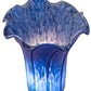 Meyda Lighting Blue Tiffany Pond Lily 13" Antique Brass Twin Cherub Table Lamp With Blue Shade Glass