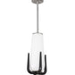 Meyda Lighting Blumenklaue 8"W x 30"H Brushed Nickel Mini Pendant Light With White Shade Glass