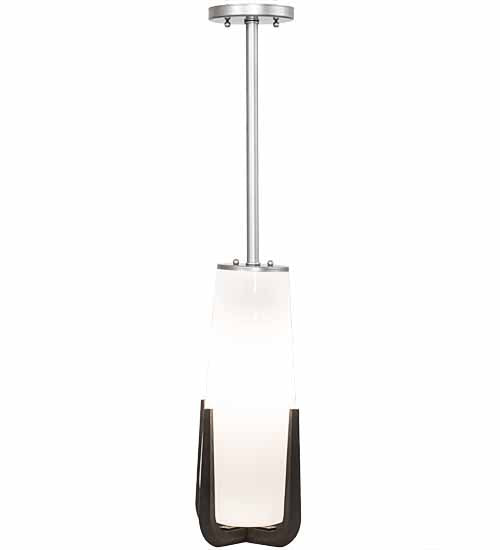 Meyda Lighting Blumenklaue 8"W x 30"H Brushed Nickel Mini Pendant Light With White Shade Glass