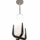 Meyda Lighting Blumenklaue 8"W x 30"H Brushed Nickel Mini Pendant Light With White Shade Glass