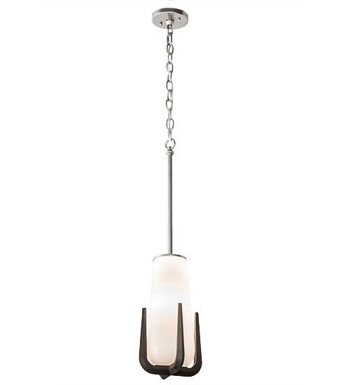Meyda Lighting Blumenklaue 8"W x 88"H Brushed Nickel Mini Pendant Light With White Shade Glass