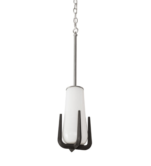 Meyda Lighting Blumenklaue 8"W x 88"H Brushed Nickel Mini Pendant Light With White Shade Glass