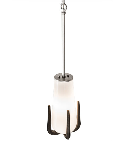 Meyda Lighting Blumenklaue 8"W x 88"H Brushed Nickel Mini Pendant Light With White Shade Glass
