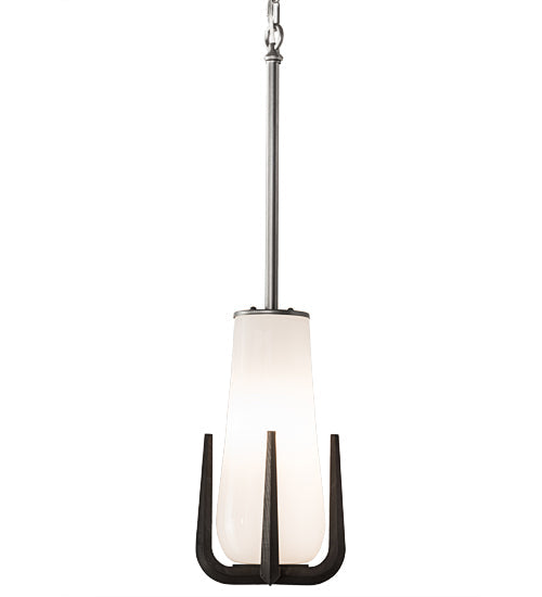 Meyda Lighting Blumenklaue 8"W x 88"H Brushed Nickel Mini Pendant Light With White Shade Glass