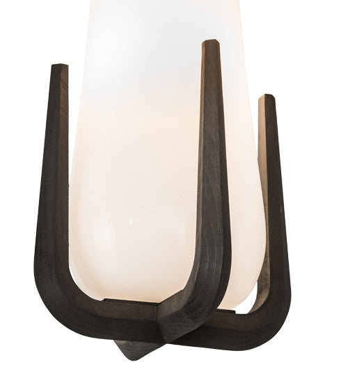Meyda Lighting Blumenklaue 8"W x 88"H Brushed Nickel Mini Pendant Light With White Shade Glass