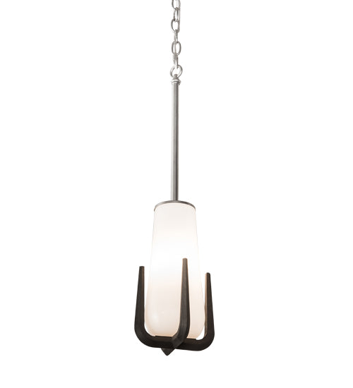 Meyda Lighting Blumenklaue 8"W x 88"H Brushed Nickel Mini Pendant Light With White Shade Glass