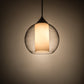 Meyda Lighting Bola 10" Brushed Nickel Cilindro Pendant Light With White & Clear Shade Glass