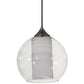 Meyda Lighting Bola 10" Brushed Nickel Cilindro Pendant Light With White & Clear Shade Glass