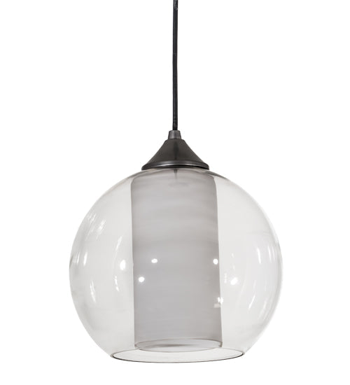 Meyda Lighting Bola 10" Brushed Nickel Cilindro Pendant Light With White & Clear Shade Glass