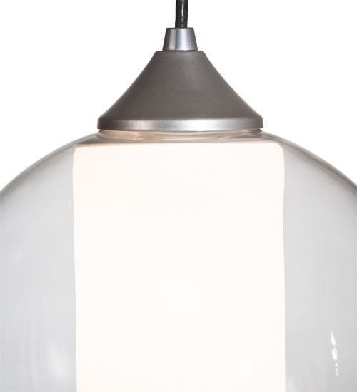 Meyda Lighting Bola 10" Brushed Nickel Cilindro Pendant Light With White & Clear Shade Glass