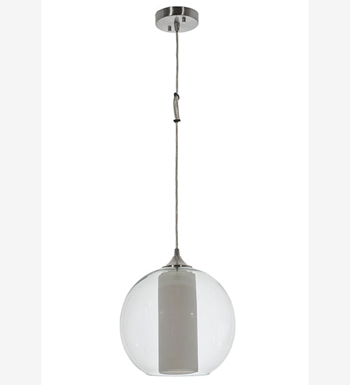 Meyda Lighting Bola 10" Craftsman Brown Pendant Light With Clear & White Shade Glass