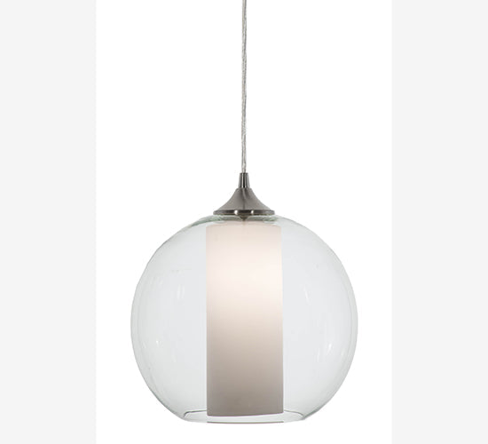 Meyda Lighting Bola 10" Craftsman Brown Pendant Light With Clear & White Shade Glass