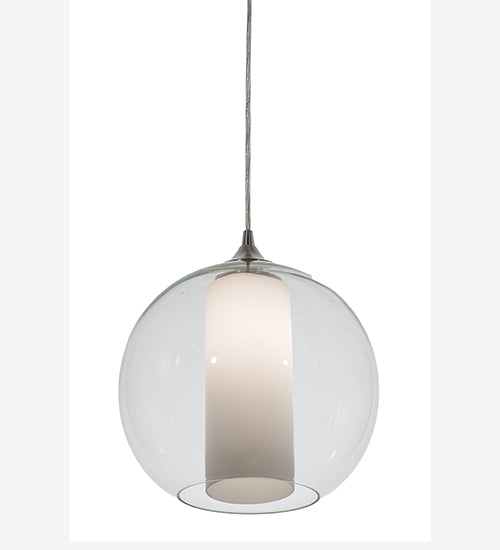 Meyda Lighting Bola 10" Craftsman Brown Pendant Light With Clear & White Shade Glass