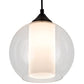 Meyda Lighting Bola 10" Craftsman Brown Pendant Light With Clear & White Shade Glass