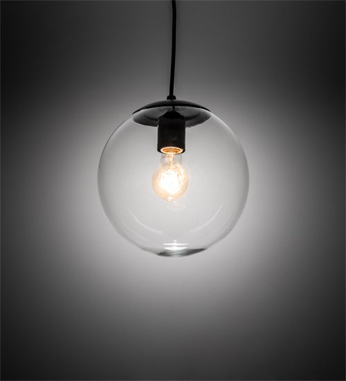 Meyda Lighting Bola 10" Flat Black Pendant Light With Clear Shade Glass