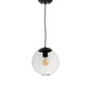 Meyda Lighting Bola 10" Flat Black Pendant Light With Clear Shade Glass