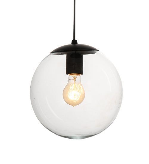 Meyda Lighting Bola 10" Flat Black Pendant Light With Clear Shade Glass