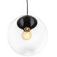 Meyda Lighting Bola 10" Flat Black Pendant Light With Clear Shade Glass