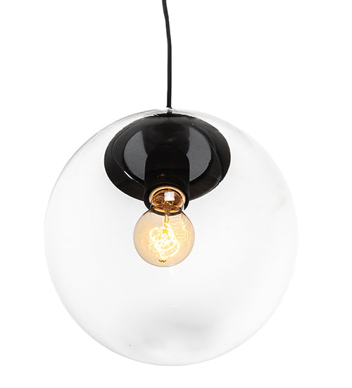 Meyda Lighting Bola 10" Flat Black Pendant Light With Clear Shade Glass