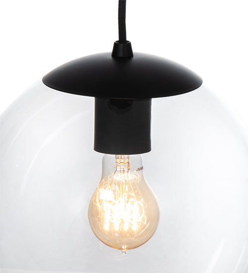 Meyda Lighting Bola 10" Flat Black Pendant Light With Clear Shade Glass