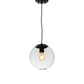 Meyda Lighting Bola 10" Flat Black Pendant Light With Clear Shade Glass