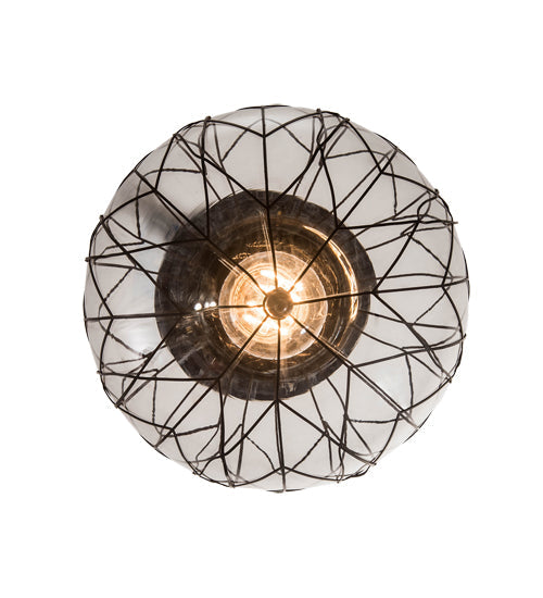 Meyda Lighting Bola 10" Solar Black Diamant Pendant Light With Clear Globe Shade Glass