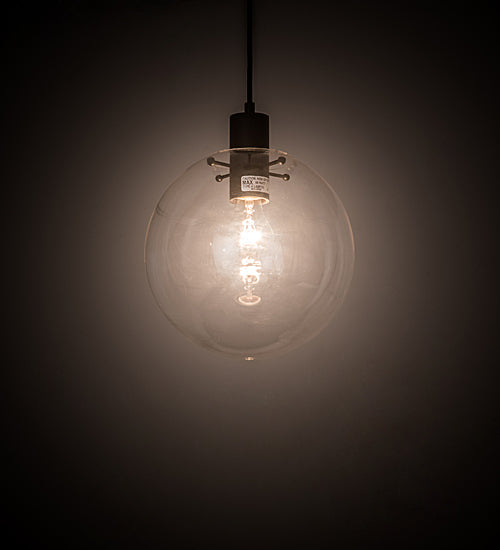 Meyda Lighting Bola 10" Textured Black Pendant Light With Clear Crystal Idalight Shade Glass