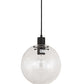 Meyda Lighting Bola 10" Textured Black Pendant Light With Clear Crystal Idalight Shade Glass