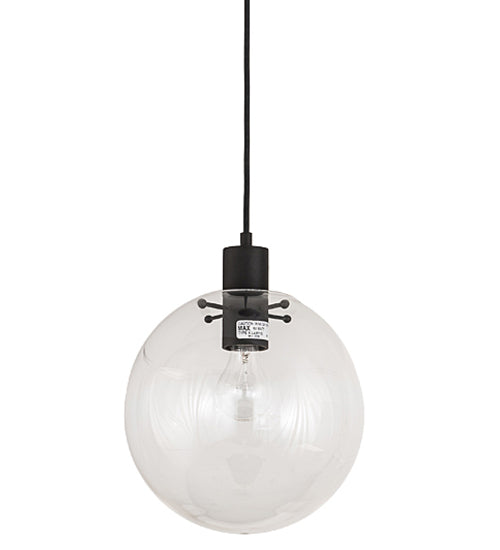 Meyda Lighting Bola 10" Textured Black Pendant Light With Clear Crystal Idalight Shade Glass