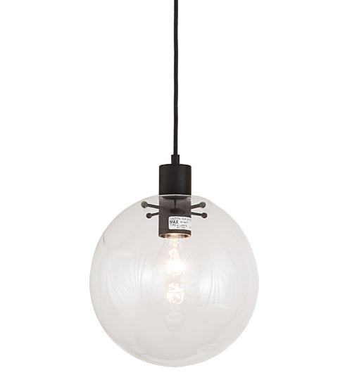 Meyda Lighting Bola 10" Textured Black Pendant Light With Clear Crystal Idalight Shade Glass