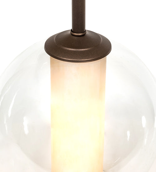 Meyda Lighting Bola 10" Tyler Bronze Cilindro Pendant Light With Clear Glass & Shara Taupe Idalight Shade