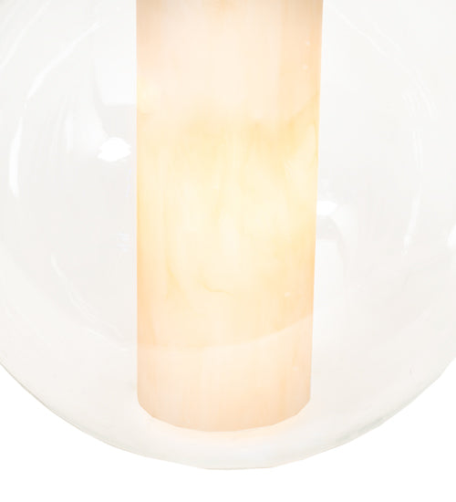 Meyda Lighting Bola 10" Tyler Bronze Cilindro Pendant Light With Clear Glass & Shara Taupe Idalight Shade