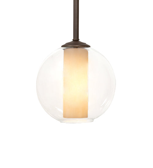 Meyda Lighting Bola 10" Tyler Bronze Cilindro Pendant Light With Clear Glass & Shara Taupe Idalight Shade