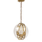 Meyda Lighting Bola 11" 2-Light Brass Tint Cupla Pendant Light With Crystal Idalight Shade