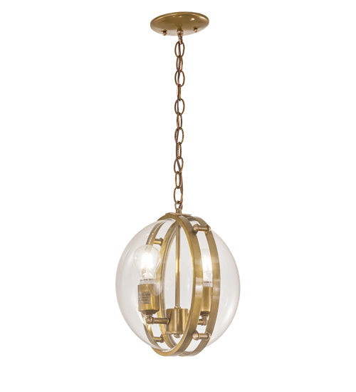 Meyda Lighting Bola 11" 2-Light Brass Tint Cupla Pendant Light With Crystal Idalight Shade