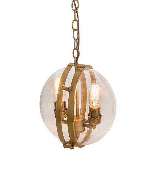 Meyda Lighting Bola 11" 2-Light Brass Tint Cupla Pendant Light With Crystal Idalight Shade
