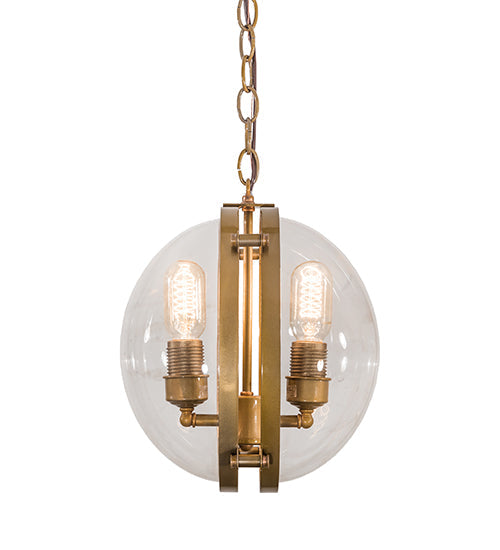 Meyda Lighting Bola 11" 2-Light Brass Tint Cupla Pendant Light With Crystal Idalight Shade