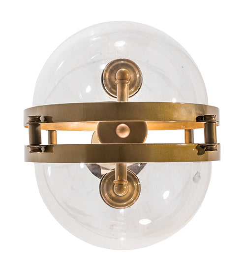 Meyda Lighting Bola 11" 2-Light Brass Tint Cupla Pendant Light With Crystal Idalight Shade