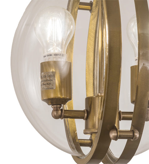 Meyda Lighting Bola 11" 2-Light Brass Tint Cupla Pendant Light With Crystal Idalight Shade