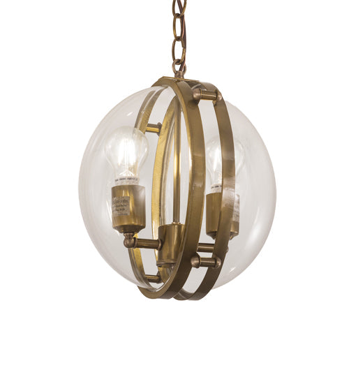 Meyda Lighting Bola 11" 2-Light Brass Tint Cupla Pendant Light With Crystal Idalight Shade