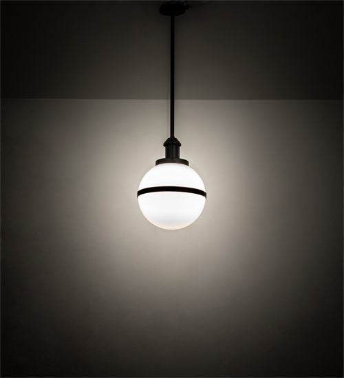 Meyda Lighting Bola 12" Black Textured Equator Pendant Light With White Statuario Idalight Shade