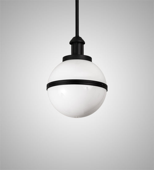 Meyda Lighting Bola 12" Black Textured Equator Pendant Light With White Statuario Idalight Shade