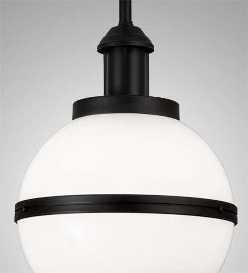 Meyda Lighting Bola 12" Black Textured Equator Pendant Light With White Statuario Idalight Shade