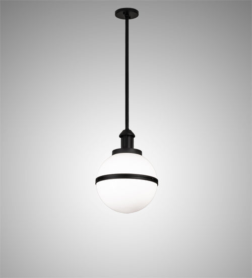 Meyda Lighting Bola 12" Black Textured Equator Pendant Light With White Statuario Idalight Shade