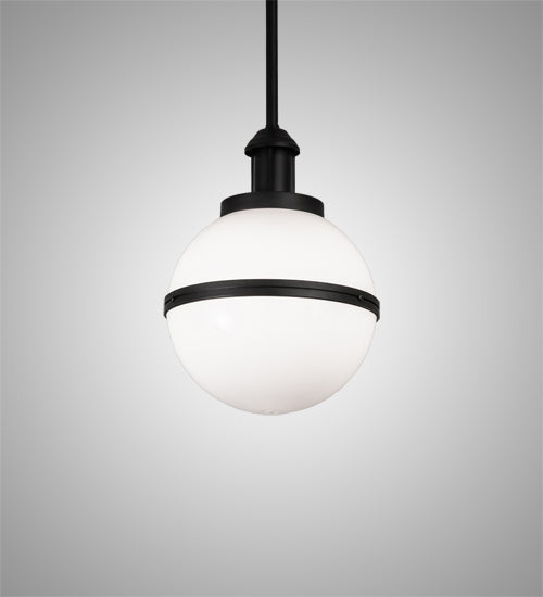 Meyda Lighting Bola 12" Black Textured Equator Pendant Light With White Statuario Idalight Shade