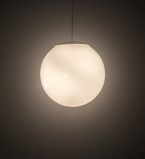 Meyda Lighting Bola 12" Gloss White Pendant Light With White Shade Glass