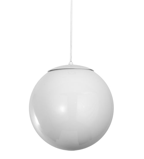 Meyda Lighting Bola 12" Gloss White Pendant Light With White Shade Glass