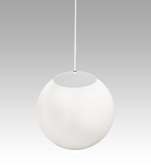 Meyda Lighting Bola 12" Gloss White Pendant Light With White Shade Glass