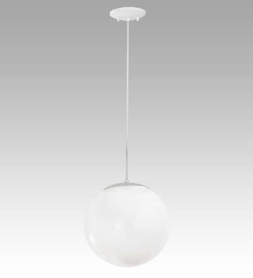 Meyda Lighting Bola 12" Gloss White Pendant Light With White Shade Glass