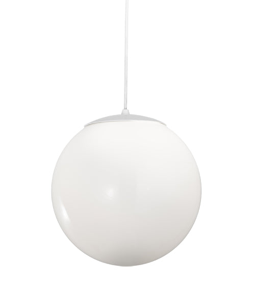 Meyda Lighting Bola 12" Gloss White Pendant Light With White Shade Glass